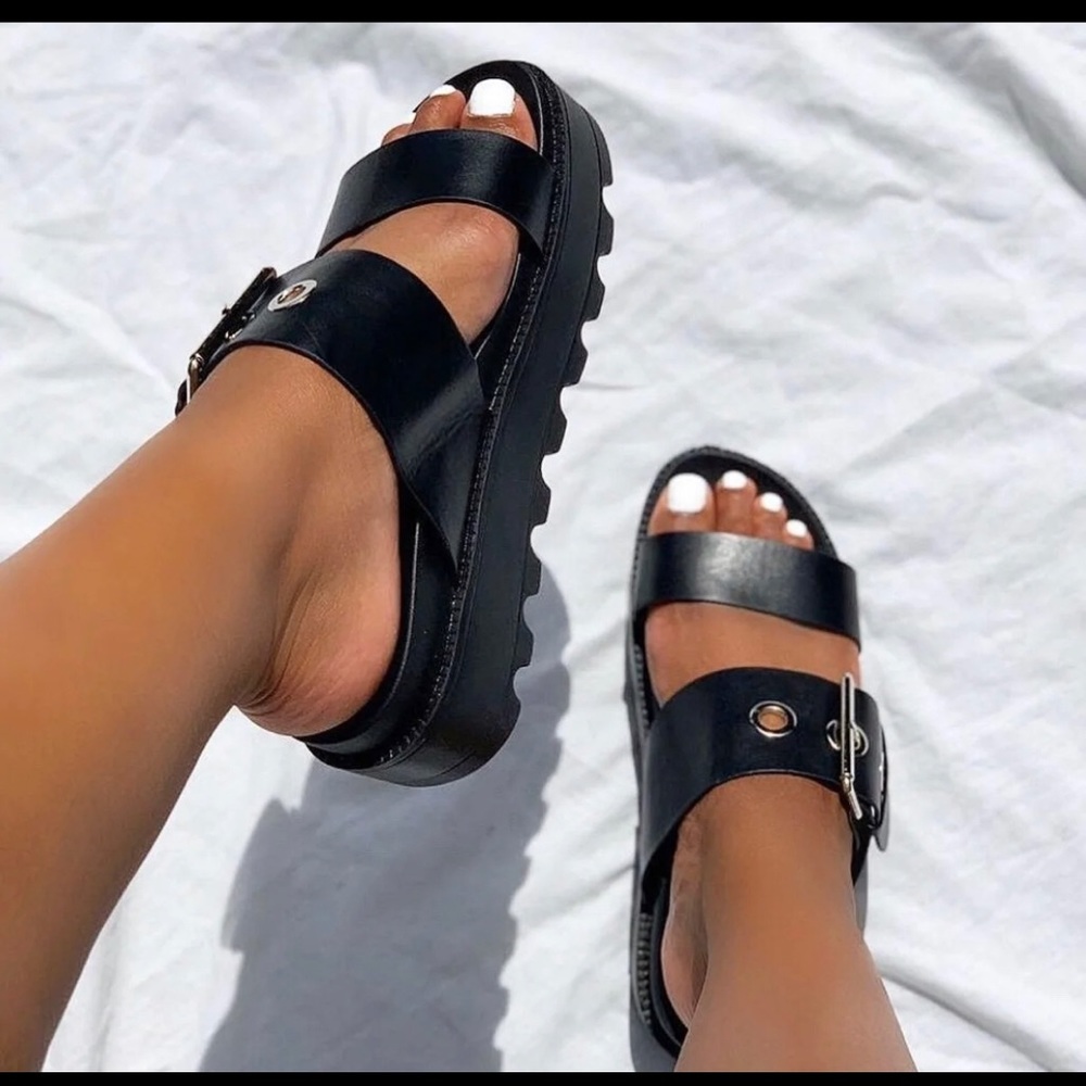 black platform sandals